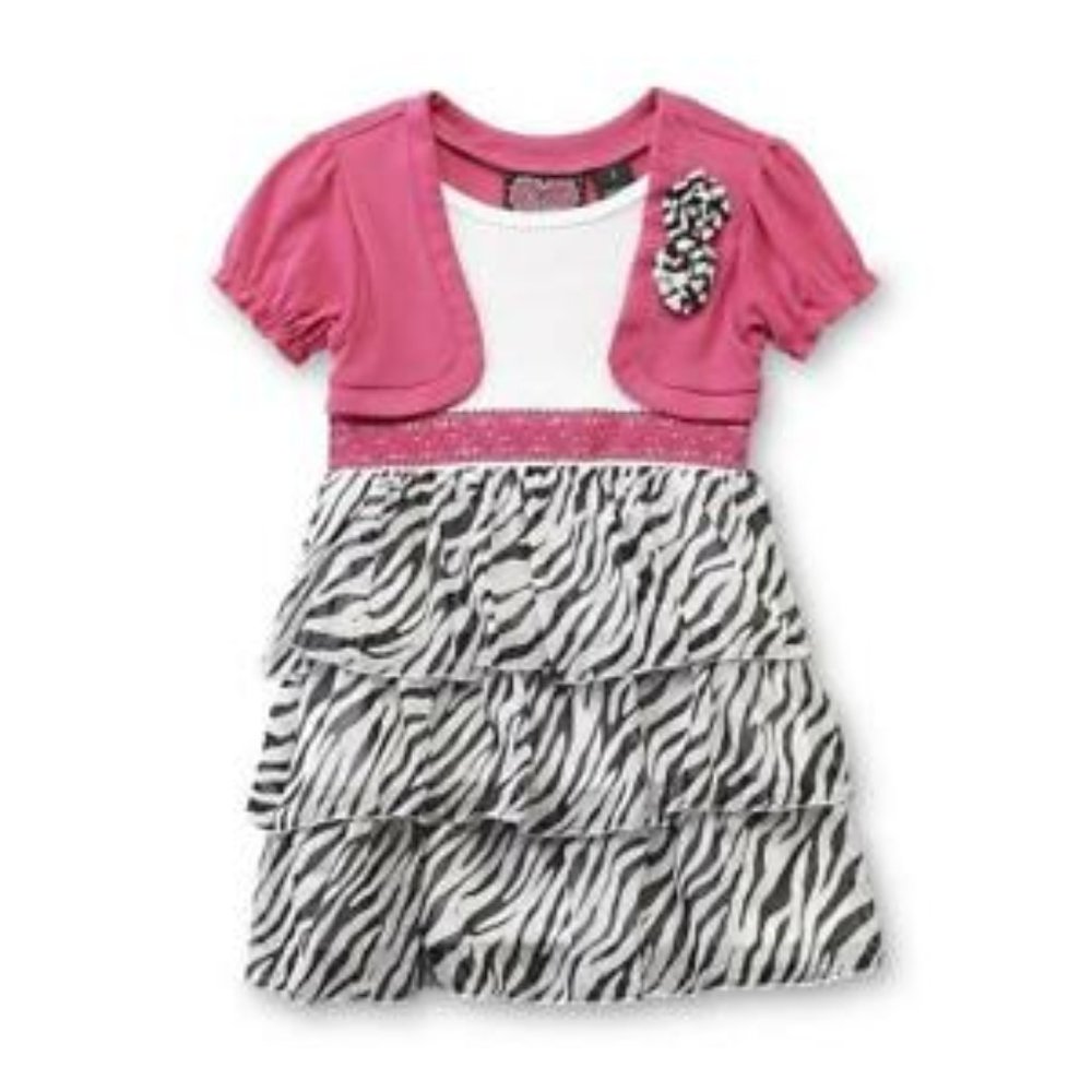 forever me girl's dress zebra size 5 new pink